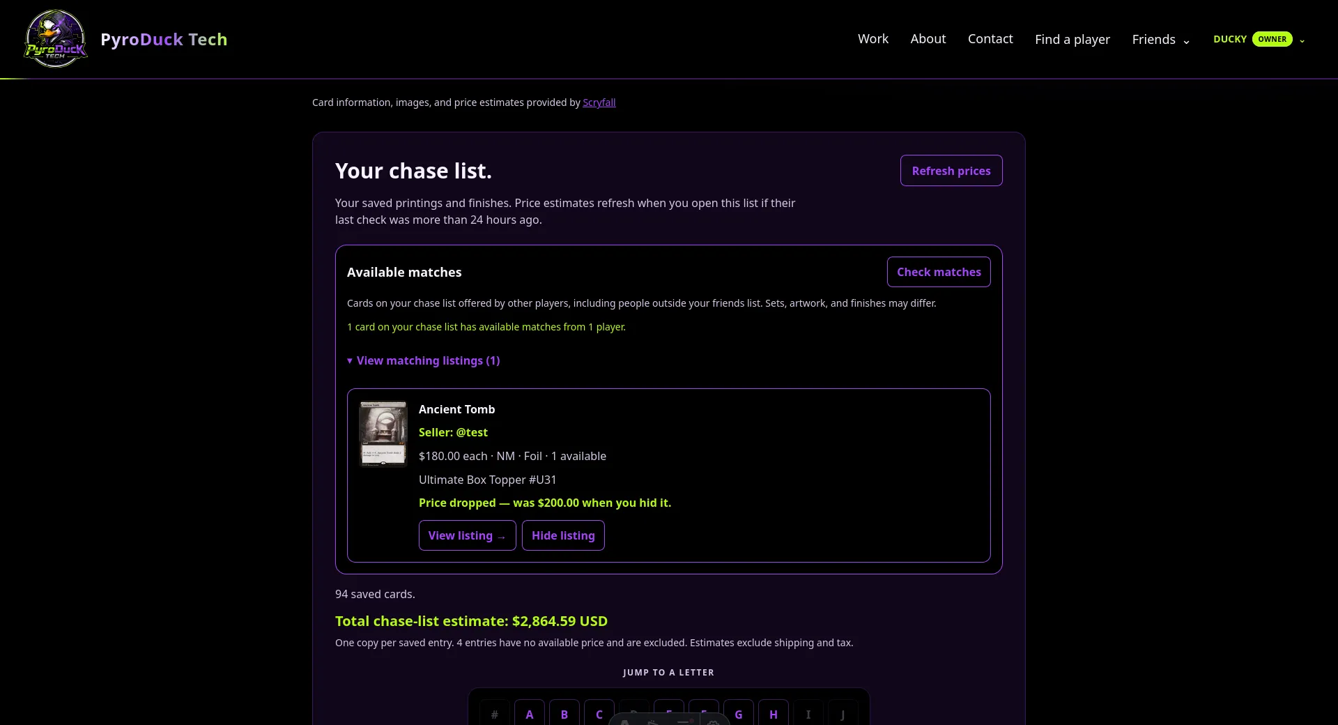 A BinderLink sale match marked with a price-drop notice.
